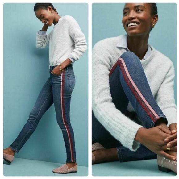 MOTHER High Waisted Looker Jeans in Here Kitty, Kitty Glitter Racer Size 28 - Picture 2 of 9